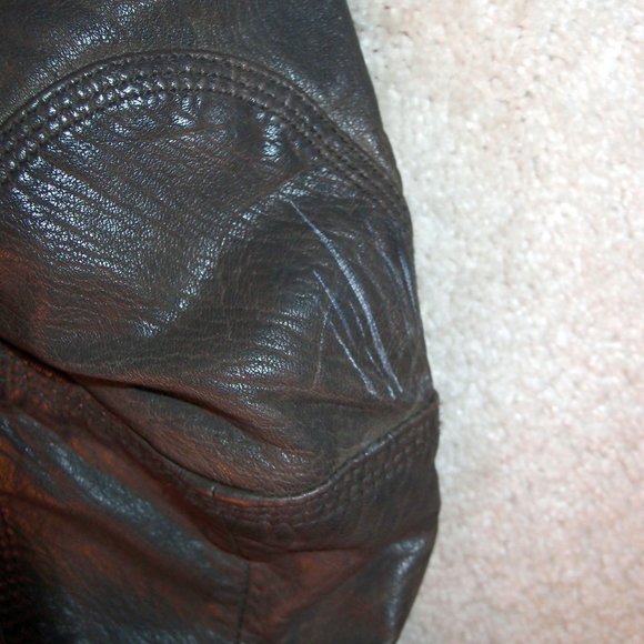 SUPERDRY LEATHER BOMBER TARPIT MOTO NJacket - Medium - Brown - - Picture 7 of 9